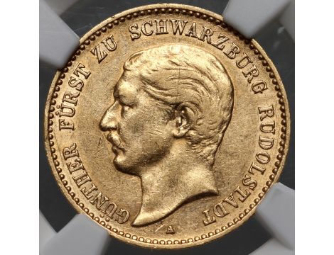 3935. Niemcy, Schwarzburg- Rudolstadt, Günther, 10 marek 1898, NGC AU53 - rzadkie - 2