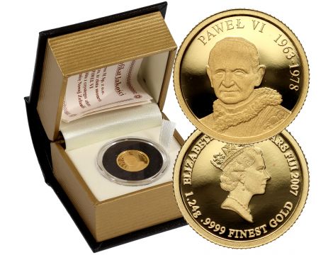 3940. Fidżi, 10 dolarów 2007, Papież Paweł VI, 1/25 uncji złota