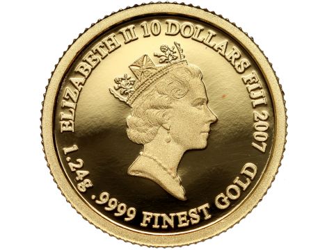 3940. Fidżi, 10 dolarów 2007, Papież Paweł VI, 1/25 uncji złota - 3