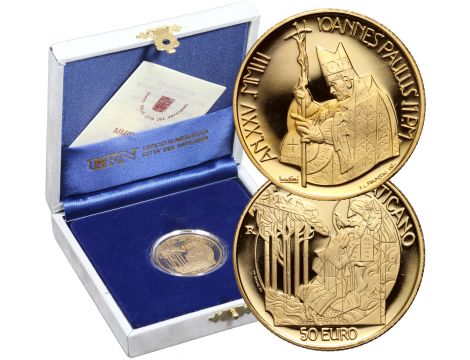 3965. Watykan, Jan Paweł II, 50 euro 2003, Mojżesz otrzymuje 10 Przykazań
