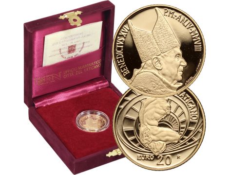 3974. Watykan, Benedykt XVI, 20 euro 2008, Tors Belwederski