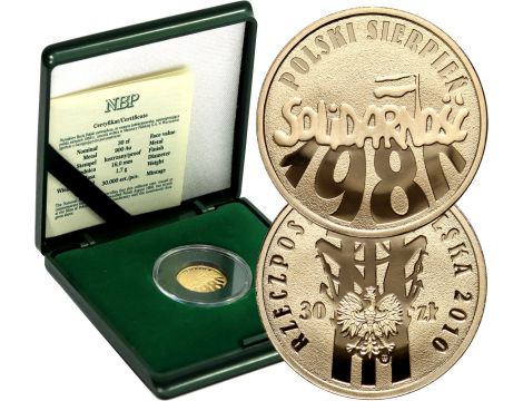 3994. Polska, 30 złotych 2010, Polski Sierpień 1980 Solidarność