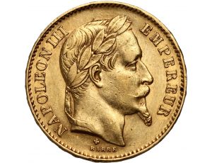 3999. Francja, Napoleon III, 20 franków 1866 BB, Strasbourg, Wieniec