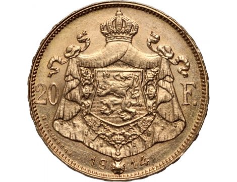 4038. Belgia, Albert I, 20 franków 1914, Des Belges - 2