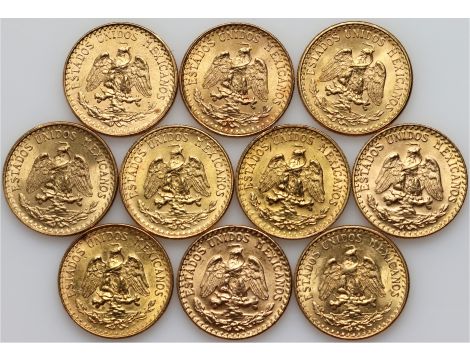 4052. Meksyk, Zestaw inwestycyjny 10x 2 pesos 1945 - 2