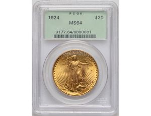 4060. USA, 20 dolarów 1924, Filadelfia, Saint-Gaudens, PCGS MS64