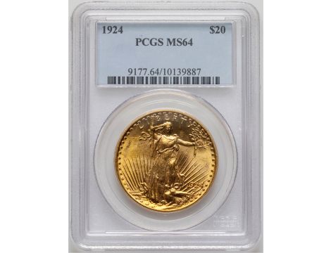4061. USA, 20 dolarów 1924, Filadelfia, Saint-Gaudens, PCGS MS64