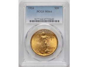 4062. USA, 20 dolarów 1924, Filadelfia, Saint-Gaudens, PCGS MS64
