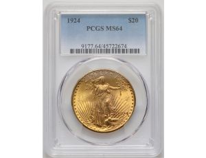 4063. USA, 20 dolarów 1924, Filadelfia, Saint-Gaudens, PCGS MS64