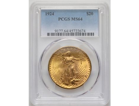 4063. USA, 20 dolarów 1924, Filadelfia, Saint-Gaudens, PCGS MS64