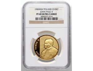 4067. Polska, 10000 złotych 1989, Jan Paweł II Kratka NGC PF68 Ultra Cameo