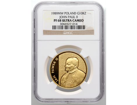 4067. Polska, 10000 złotych 1989, Jan Paweł II Kratka NGC PF68 Ultra Cameo