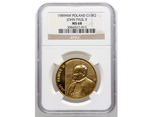 4068. Polska, 10000 złotych 1989, Jan Paweł II Kratka NGC MS68