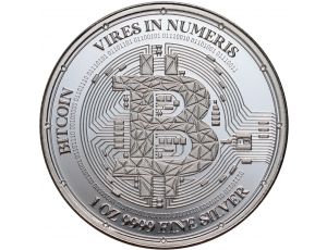 Srebrna moneta Bitcoin 1 uncja
