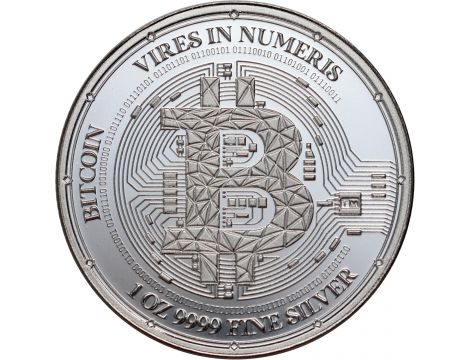 Srebrna moneta Bitcoin 1 uncja