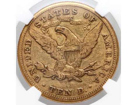4101. USA, 10 dolarów 1873 CC, Carson City, Liberty, NGC Fine - bardzo rzadki rocznik - 3