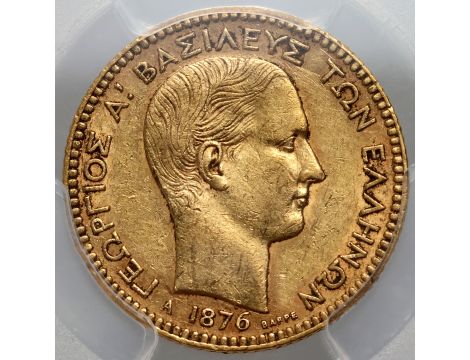4105. Grecja, Jerzy I, 20 drachm 1876 A, Paryż, PCGS AU50 - 2