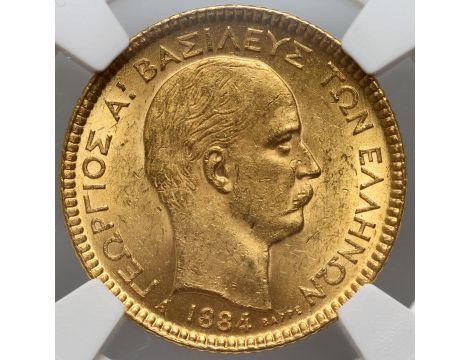4106. Grecja, Jerzy I, 20 drachm 1884 A, Paryż, NGC MS62 - 2