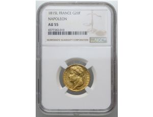4109. Francja, Napoleon I, 20 franków 1815 L, Bayonne, NGC AU55