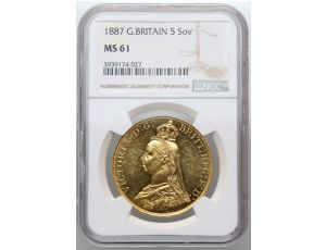 4110. Wielka Brytania, Wiktoria, 5 funtów 1887, NGC MS61