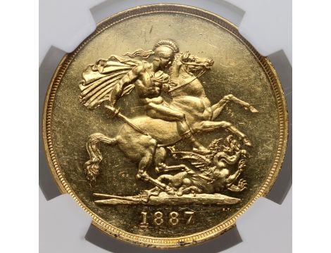 4110. Wielka Brytania, Wiktoria, 5 funtów 1887, NGC MS61 - 3