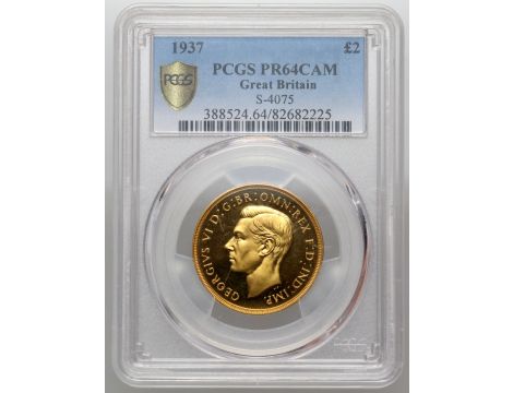 4111. Wielka Brytania, Jerzy VI, 2 funty 1937, PCGS PR64 Cameo