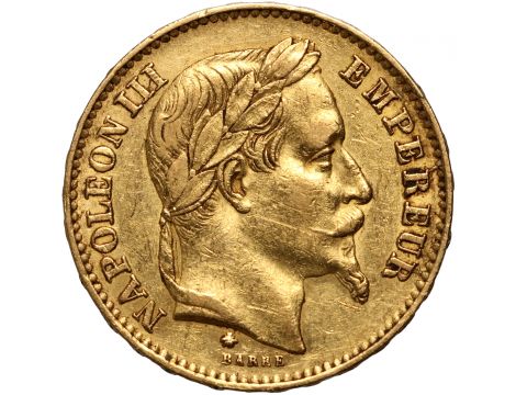 4119. Francja, Napoleon III, 20 franków 1868 A, Wieniec, Paryż