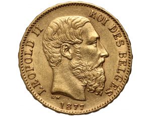4124. Belgia, Leopold II, 20 franków 1877