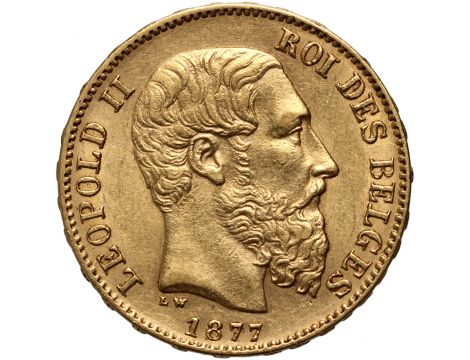 4124. Belgia, Leopold II, 20 franków 1877