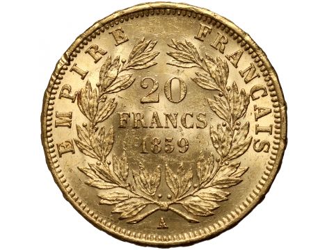4137. Francja, Napoleon III, 20 franków 1859 A, Paryż - 2