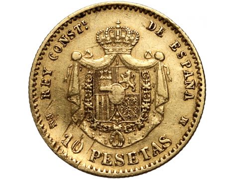 4142. Hiszpania, Alfons XII, 10 peset 1878 (18-78) EMM, Stare bicie - 2