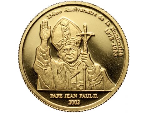 4154. Kongo 20 franków 2003 25 lat pontyfikatu Jana Pawła II 1/25 uncji