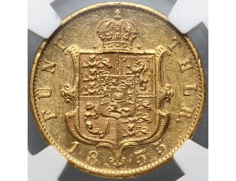 4183. Niemcy, Hanower, Jerzy V, 5 talarów 1855 B, NGC AU58 - rzadsze - 3