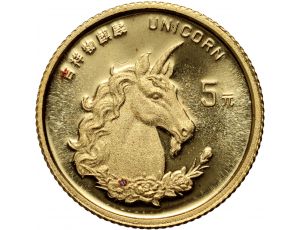 4185. Chiny, 5 juanów 1996, Jednorożec, 1/20 uncji złota