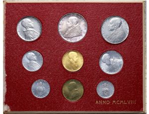 4188. Watykan, Pius XII, Zestaw od 1 do 500 lirów 1958