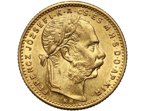 4194. Węgry, Franciszek Józef I, 20 franków / 8 forintów 1882 KB, Kremnica