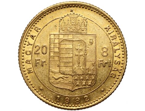 4194. Węgry, Franciszek Józef I, 20 franków / 8 forintów 1882 KB, Kremnica - 2