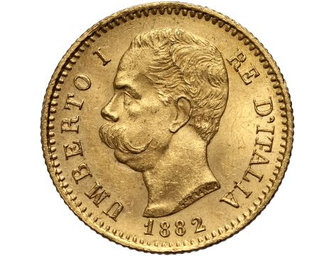 4198. Włochy, Umberto I, 20 lirów 1882 R, Rzym - piękne