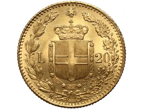 4198. Włochy, Umberto I, 20 lirów 1882 R, Rzym - piękne - 2