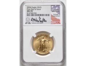 4209. USA, 25 dolarów 2024, Gold Eagle, NGC MS70, 1/2 uncji złota