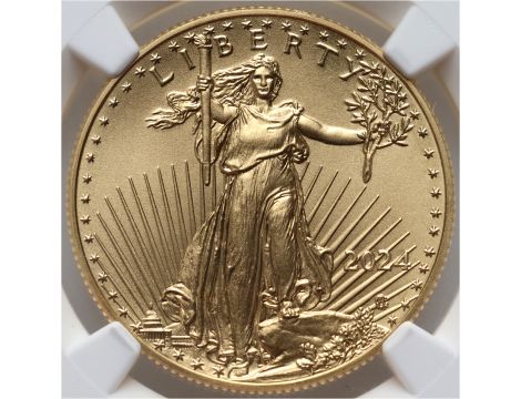 4209. USA, 25 dolarów 2024, Gold Eagle, NGC MS70, 1/2 uncji złota - 2
