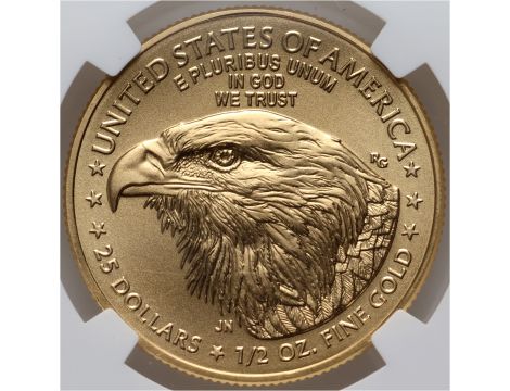 4209. USA, 25 dolarów 2024, Gold Eagle, NGC MS70, 1/2 uncji złota - 3