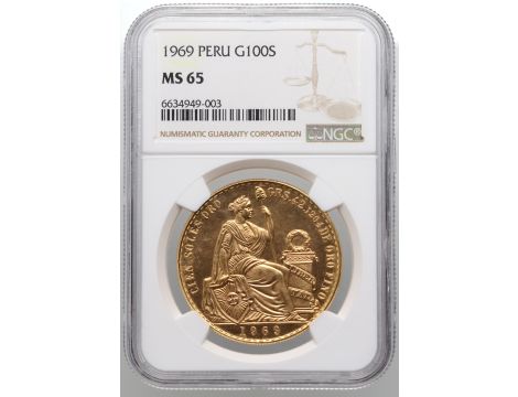 4211. Peru, 100 soli 1969, NGC MS65 - rzadki rocznik