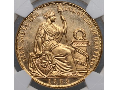 4211. Peru, 100 soli 1969, NGC MS65 - rzadki rocznik - 2