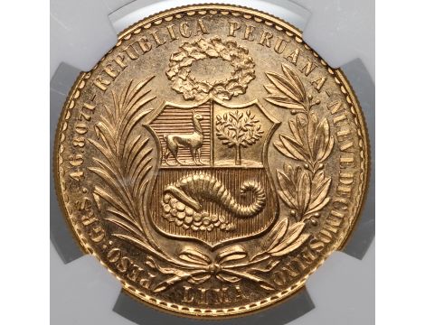 4211. Peru, 100 soli 1969, NGC MS65 - rzadki rocznik - 3