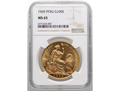 4213. Peru, 100 soli 1969, NGC MS65 - rzadki rocznik