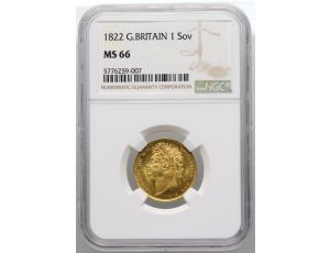 4215. Wielka Brytania, Jerzy IV, suweren 1822, NGC MS66 TOP POP - okazowy