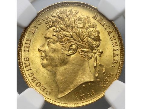 4215. Wielka Brytania, Jerzy IV, suweren 1822, NGC MS66 TOP POP - okazowy - 2
