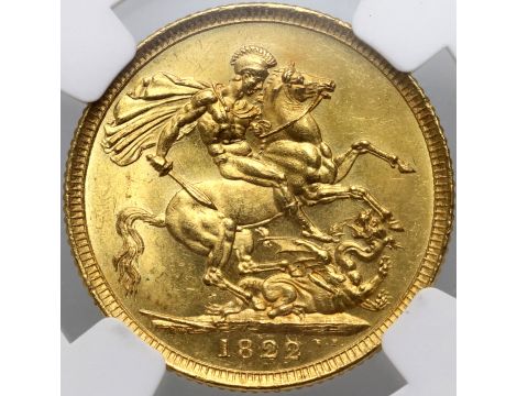 4215. Wielka Brytania, Jerzy IV, suweren 1822, NGC MS66 TOP POP - okazowy - 3