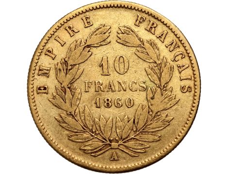 4242. Francja, Napoleon III, 10 franków 1860 A, Paryż - 2